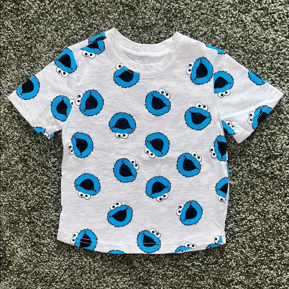 Sesame Street Cookie Monster Tee – 18M – All Over Print – White
